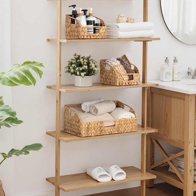 StorageWorks Water Hyacinth Pantry Storage Baskets, Wicker Baskets with Built-in Handles, Handwoven Shelf Baskets for Organizing, Pantry Organizers and Storage, 3 Pack - Image 7