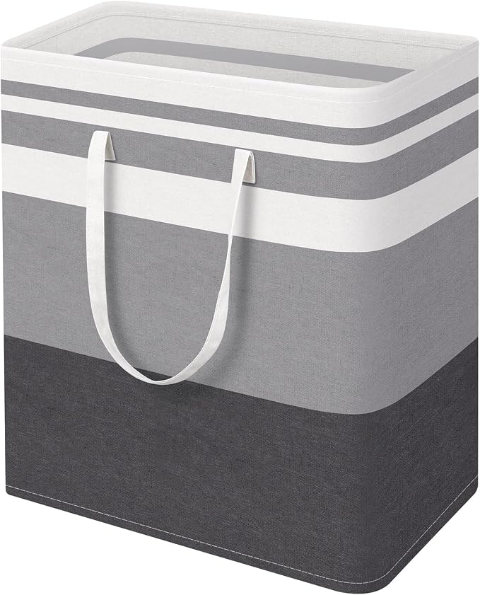 HomeHacks Large Laundry Basket, Waterproof, Freestanding Laundry Hamper, Collapsible Tall Clothes Hamper with Extended Handles for Clothes in The Dorm and Family-(Gradient Grey, 125L) by HomeHacks