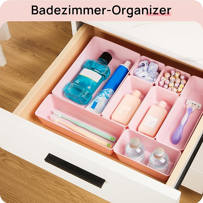 Vtopmart 25 PCS Plastic Drawer Organizers Set, 4-Size Versatile Bathroom and Vanity Drawer Organizer Trays, Storage Bins for Makeup, Bedroom, Kitchen Gadgets Utensils and Office - Image 5