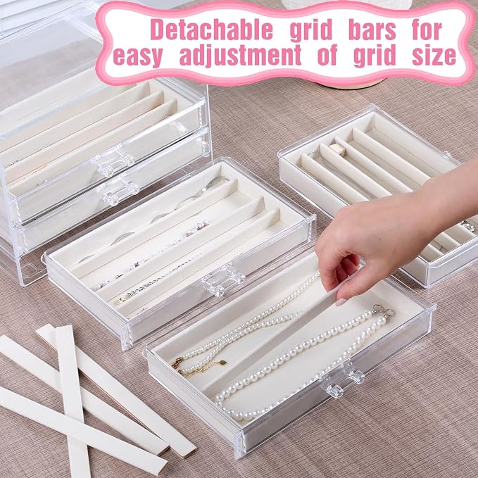 5 Layer Acrylic Necklace Storage Drawer, Dustproof Jewelry Box Organizer with 5 Drawers Dustproof Necklaces Box Clear Acrylic Jewelry Boxes for Women Girls Ring Necklace Earring Bracelet Organizers - Image 3