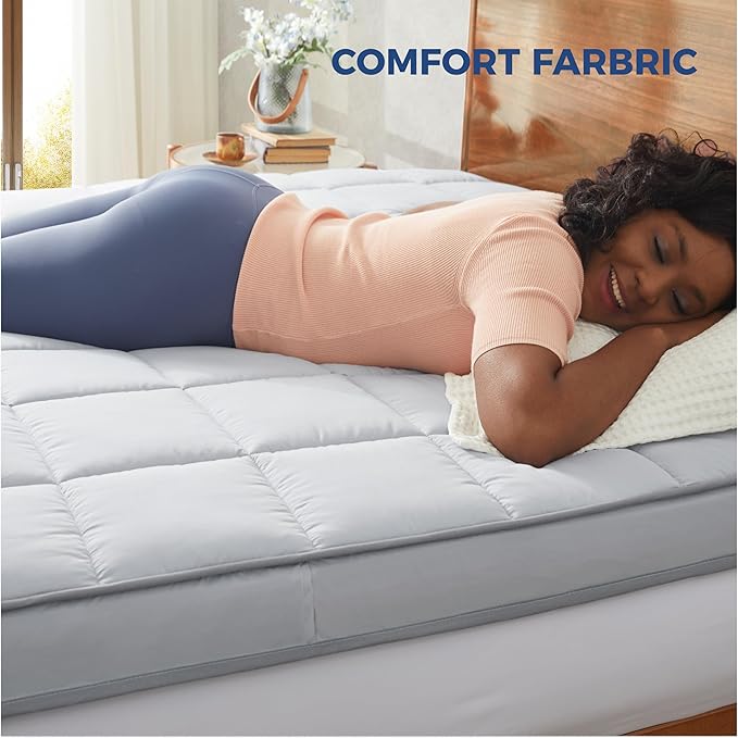 3Inch King Mattress Topper Cover(Only Cover),Mattress Protector Bedding,Foam and Latex Mattress Cover with Zipper and Adjustable Straps,Pillow Top(79 x 75”) Gray