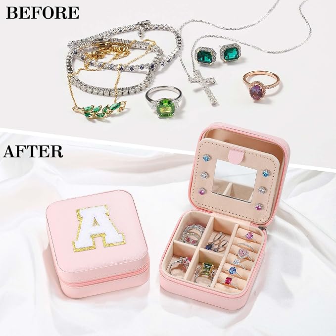 Parima Pink 'W' Initial Jewelry Box - Travel Case for Women & Girls - Image 2
