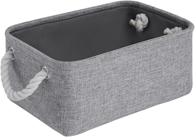 Storage Baskets for Shelves 11.8x7.9x5.2 Inch, Foldable Fabric Storage Bins with Handles, Small Storage Baskets for Organizing Closet, Office, Home Organization (1-Pack, Gray) by VQRTEXAStorageBasket