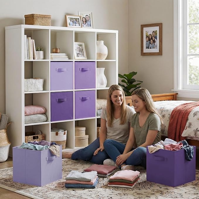 GRANNY SAYS Cube Storage Bins, 13 Inch Cube Storage Organizer, Fabric Storage Bins, Storage Cubes for Shelves, Closet, Purple Gradient, 6-Pack - Image 3