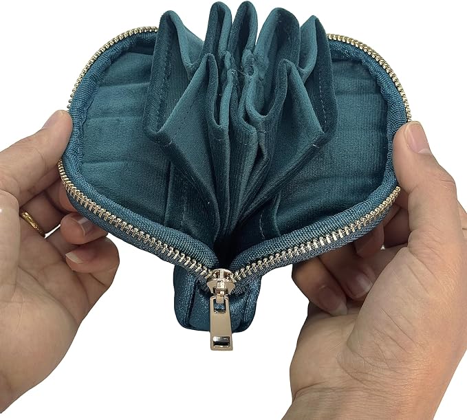 Small Travel Jewelry Case - Jewelry Travel Organizer Bag with for Bracelets, Necklaces, Bangles, Jewelry Organizer Storage Bag Gift for Women Girls,5.1x4.72x1.18 IN- RJB001-Blue - Image 5