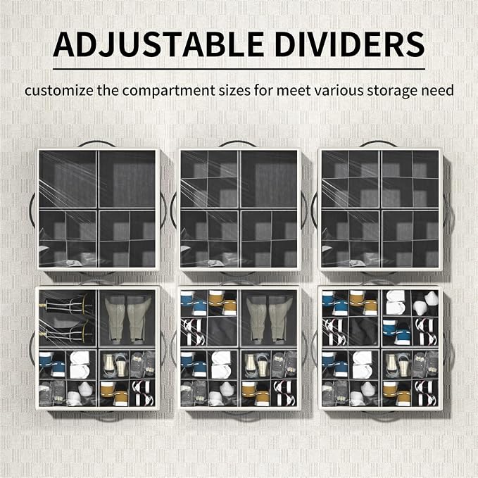 Aokeyee Shoe Organizer for Closet,2 Pack Foldable Shoe Storage Organizer Box Bin with Adjustable Dividers and Clear Cover, Fits up to 16-32 Pairs - Image 2