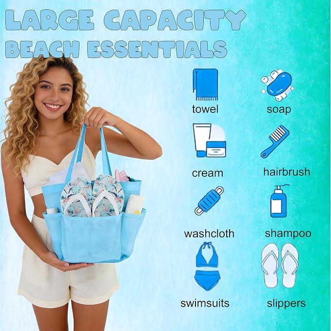 Attmu Mesh Shower Caddy Portable, Quick Dry Hanging Shower Tote Bag for College Dorm Room Essentials, Large Capacity Caddy Dorm for Bathroom Gym Swimming - Image 7