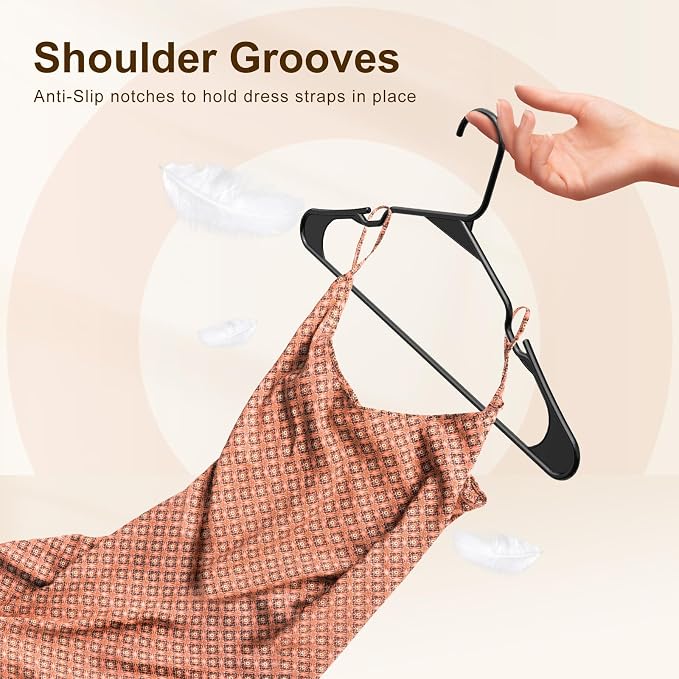 HOUSE DAY 200 Pack Plastic Clothes Hangers, Commercial Bulk Shipment for Business, Sturdy Durable Notched Hangers Ideal for Retail Dry Cleaners Warehouses, Save Cost & Warehouse Space - Black - Image 4