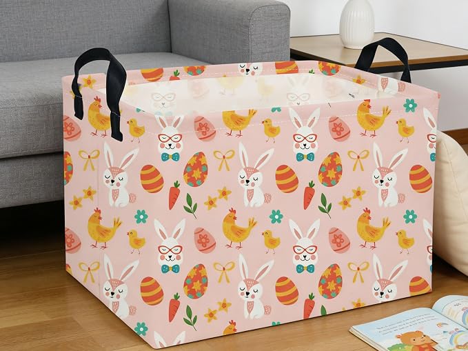 Rectangle Easter Baskets Kids Baskets Cute Storage Bin Organizer Box for Room Decor Gift Basket - Image 4