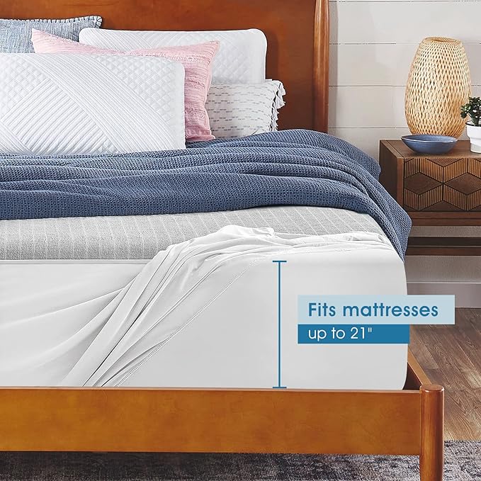 TASTELIFE Waterproof Mattress Protector King Size, Premium Breathable Bed Cover with Deep Pocket 8"-21", Noiseless Machine Washable & Vinyle-Free for Home & Hotel (Gray)
