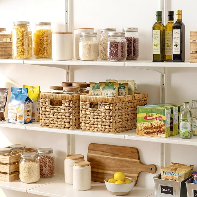 StorageWorks Wicker Basket, Baskets for Organizing, Storage Basket with Built-in Handles, Water Hyacinth Shelves (Medium 2-Pack, Natural Hyacinth) - Image 2