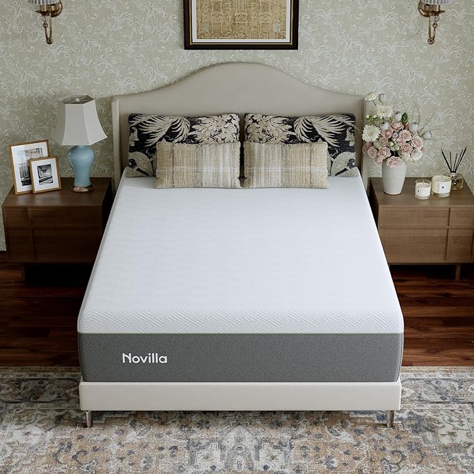 Novilla Bliss Green Tea Twin XL Mattress, 12 Inch Gel Twin XL Memory Foam Mattress in a Box for Hot Sleepers with Nylon Cover, Cool Comfort & Back Pain Relief & Motion Isolating with Certified Foams