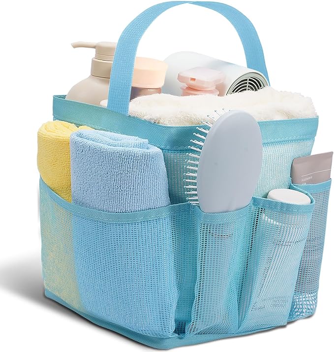 Shower Caddy Portable for College Dorm Room Essentials for Girls with 9 Pockets,Large-Capacity Shower Basket,Quick Dry Toiletry Tote Bag for Women,Outdoor Gym,Travel,Swim,Beach Camping Essentials-Blue by Unknown