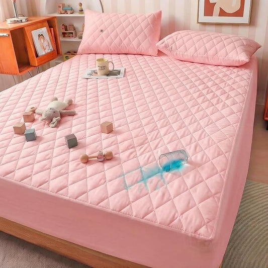 Mattress Cover, Waterproof Mattress Cover, Full-Size Ultra-Soft and Breathable, Machine Washable, Suitable for Home, Bedroom, and Hotel Use.(Pink Twin)
