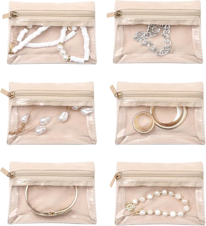 Frebeauty Travel Jewelry Organizer, 6 Pcs Velvet Jewelry Pouch Bag with Zipper Pocket, Visualization Design for Rings, Earrings, Necklace - Image 5