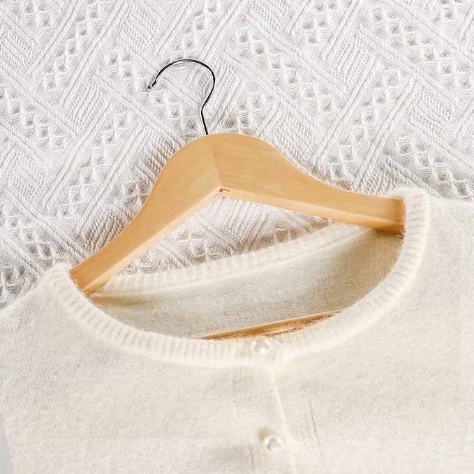 TOPIA HANGER Wooden Hangers 30 Pack, Natural Wood Clothes Hangers, Durable Coat Hanger with 360-Degree Rotatable Hook, Non-Slip Pants Bar and Shoulder Notches for Camisole Tops-CT34N30 - Image 4