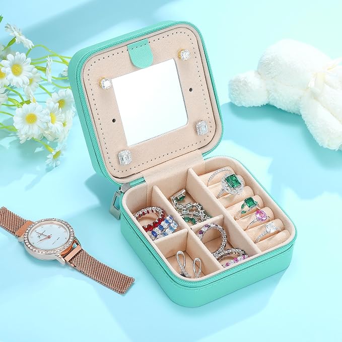 Parima Gifts for Women - Jewelry Case Jewelry Boxes for Mom Birthday Gift for Mother Travel Gift for Women Mothers Day Gift - Letter K, Blue - Image 4