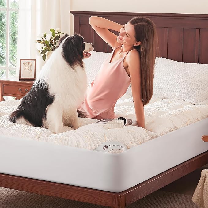 100% Waterproof Twin XL Size Mattress Topper, Thick Pillow Top Mattress Pad，Up to 21 Inch Deep Pocket,Soft Breathable Mattress Pad for Back Pain,Protector Cover(Beige)