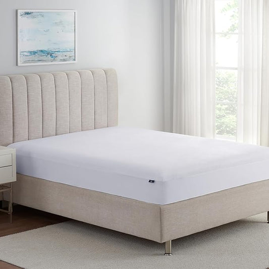 Serta Soft Top Mattress Cover, 39" x 75" Odor-Preventing and Stain-Resistant Waterproof Mattress Protector, 18" Elastic Deep Pocket for Secure Fit, Twin Mattress Pad, White