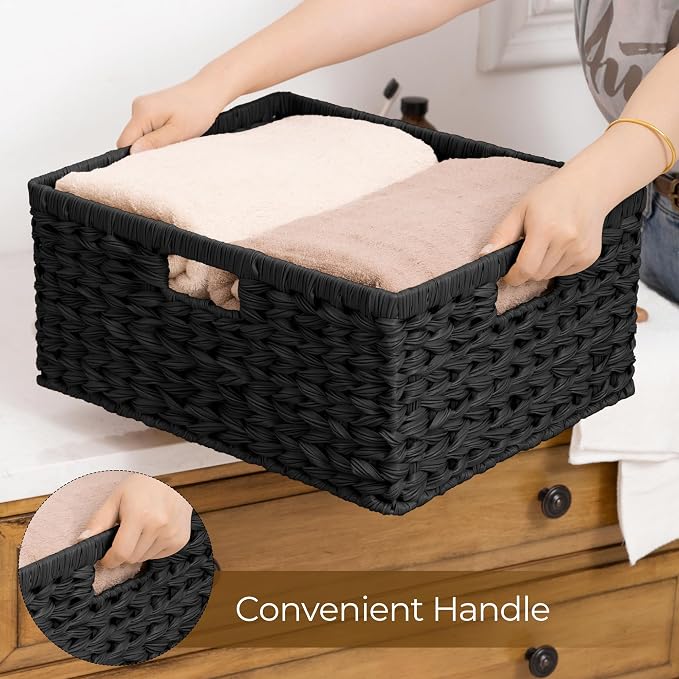 GRANNY SAYS Storage Basket for Organizing, Wicker Storage Basket for Shelf, Large Wicker Baskets for Organization, Decorative Baskets for Living Room and Entryway, 1-Pack - Image 4