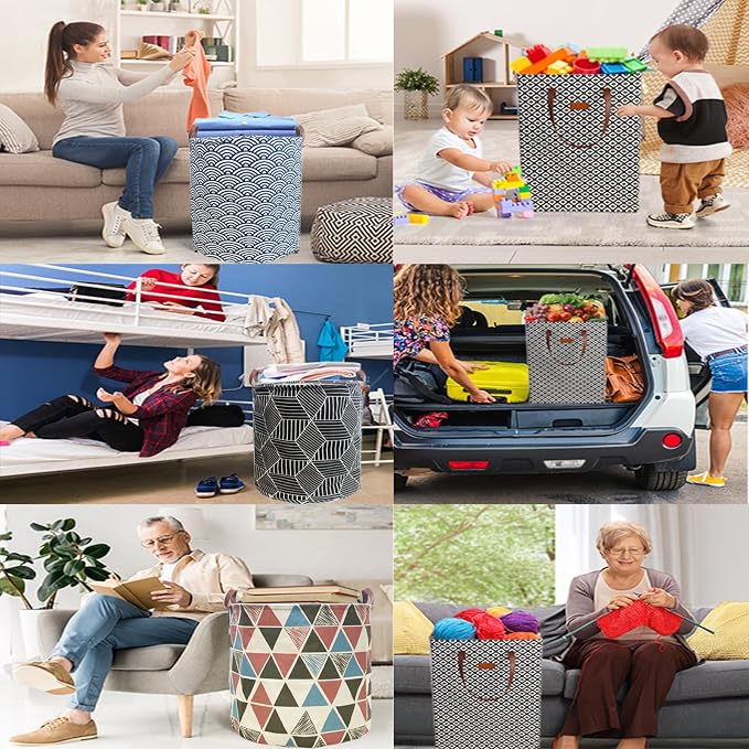 Waterproof Laundry Hamper Collapsible Laundry Basket Leather Handle Laundry Bag Large Clothes Storage Toy Organization for Bathroom Bedroom Laundryroom College Dorms (951-Satisfied laundry hampers) - Image 7