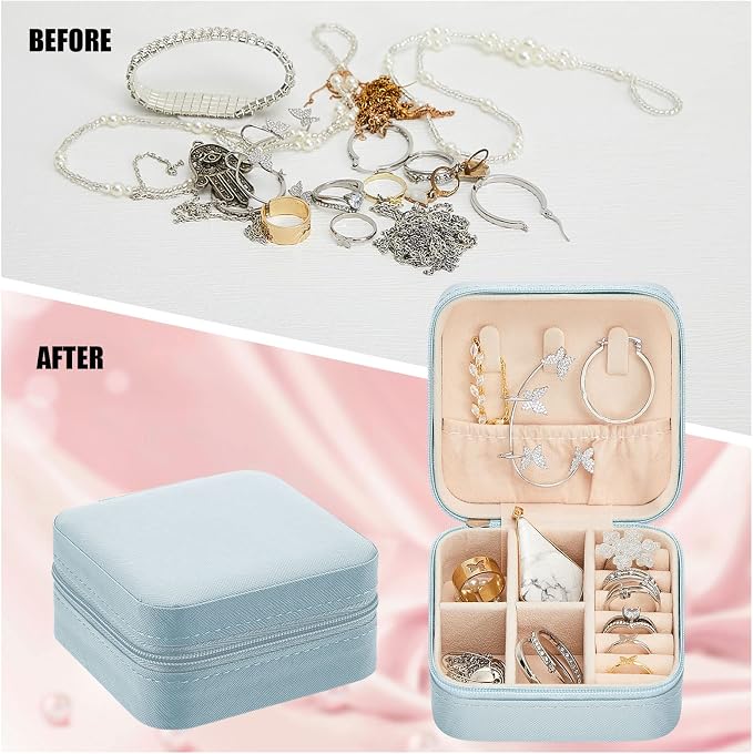 Taiyin Travel Jewelry Case, Bridesmaid Gifts Mini Jewelry Organizer, PU Leather Portable Earring Box for Women Girls - Image 5