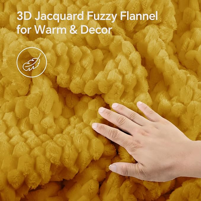 BEDELITE Fluffy King Size Comforter Set - Yellow Fleece Soft Comforter for King Size Bed, Luxury Warm Bedding Set for Winter, Fuzzy Bed Set 3 Pieces (1 Comforter, 2 Pillowcases)