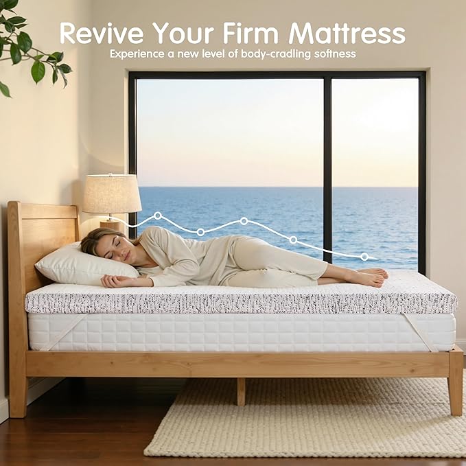 Hokway 4 Inch Memory Foam Mattress Topper with Mosaic Cover Memory Foam Twin XL Mattress Pad Bed Topper Ventilated High Density Pad, CertiPUR-US Certified