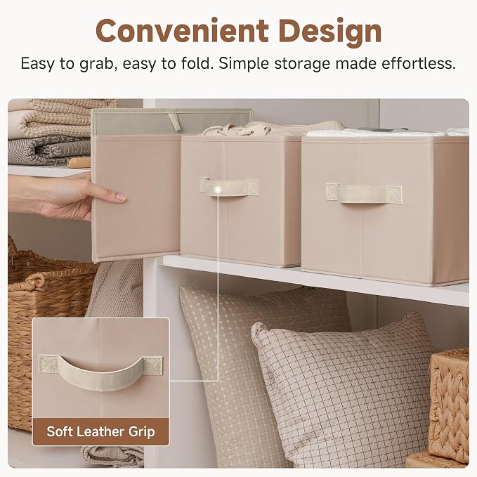 StorageWorks Closet Organizer Storage Baskets, Fabric Storage Bins for Shelves, Closet Organization and Storage Basket, Organizer Bins, Light Brown, 3-Pack, Large - Image 6