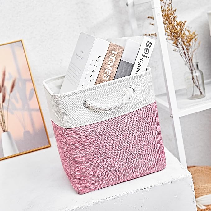 Cube Storage Bins, Collapsible Fabric Storage Cubes Bins, 11 Inch Cube Storage Bins with Handles, Foldable Storage Cubes (Pink, 10.5 * 10.5 * 11inch) - Image 3