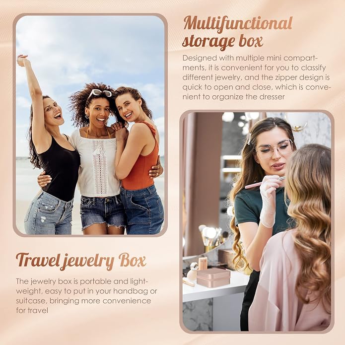 Junkin 8 Pcs Jewelry Travel Case Bulk, Small Jewelry Box Bridesmaid Gifts Jewelrys Box for Women, Portable PU Leather Jewelrys Case Organizer Storage for Rings Earrings Necklaces, 4 Colors - Image 5