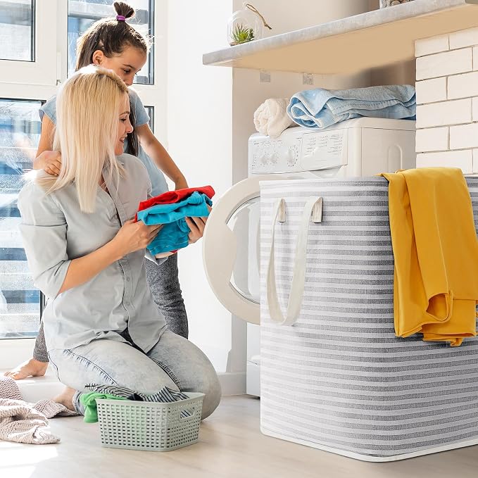 Lifewit 3 Pack Laundry Basket 90L Each, Collapsible Clothes Hamper with Reinforced Handles, Freestanding Waterproof Design for Bedroom and Laundry Room, Grey 270L Total - Image 8