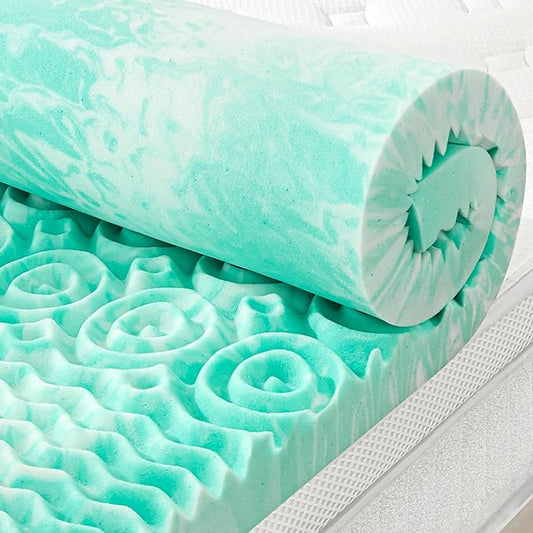 SINWEEK 2 Inch Mattress Topper 5-Zone Memory Foam Mattress Topper Pressure Relieve Soft Mattress Pad, CertiPUR-US Certified, King Size, Green
