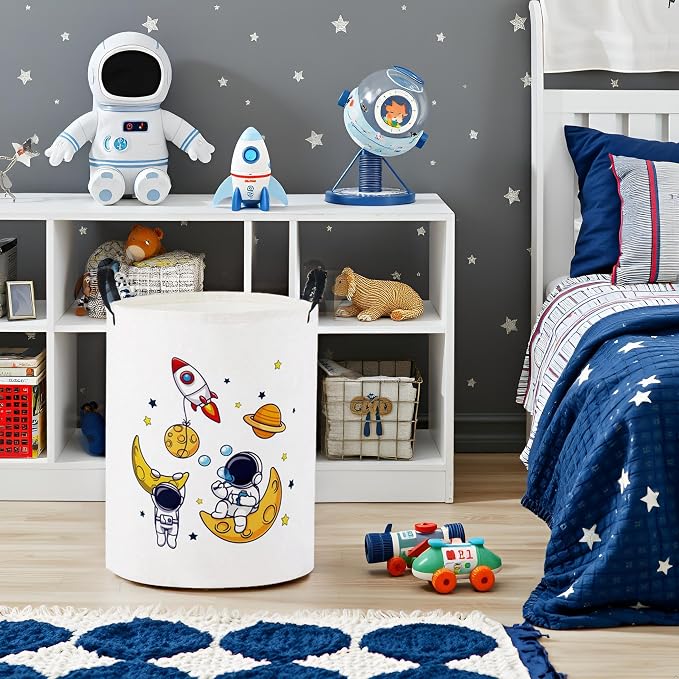 Baby Laundry Basket Baby Nursery Hamper Kids Laundry Basket Toy Storage Bin for Boys Room Decor Gift Baskets for Bedroom Bathroom(Astronaut) - Image 2