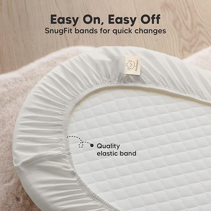 2-Pack Waterproof Bassinet Sheets Boy, Girl - 33x17 Baby Bassinet Mattress Protector Cover, Viscose Derived from Bamboo, Compatible with Graco, Baby Delight, Halo Bassinest Swivel Sleeper (Sage)