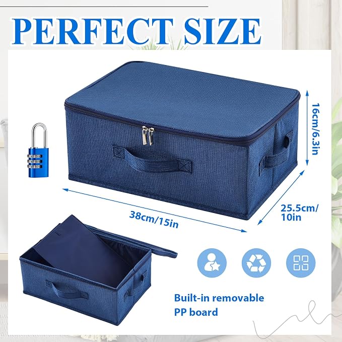 Briwooody Discreet Lockable Toy Bag Storage Organizer Toy Bag Storage Bins Case with Zipper Lid for Women and Men Clothes Container(Dark Blue,15 x 10 x 6.3 Inch) - Image 2