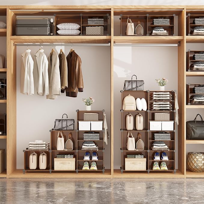 AWTATOS Closet Organizer 8 Cube Storage Shelves Clothes Organizers Closet Storage Stackable Cubby Shelving for Closet Bedroom Living Room Office Cocoa Brown - Image 5