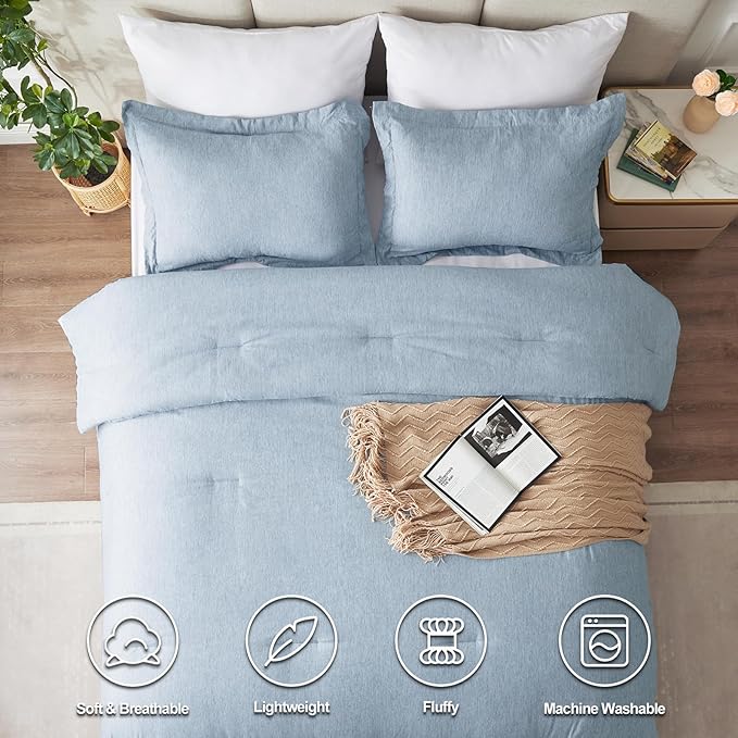 CozyLux Twin/Twin XL Comforter Set Dorm Bedding - 2 Pieces Blue Twin Extra Long Soft Luxury Cationic Dyeing Comforter for College, Breathable Lightweight Bed Sets with 1 Comforter and 1 Pillow Sham