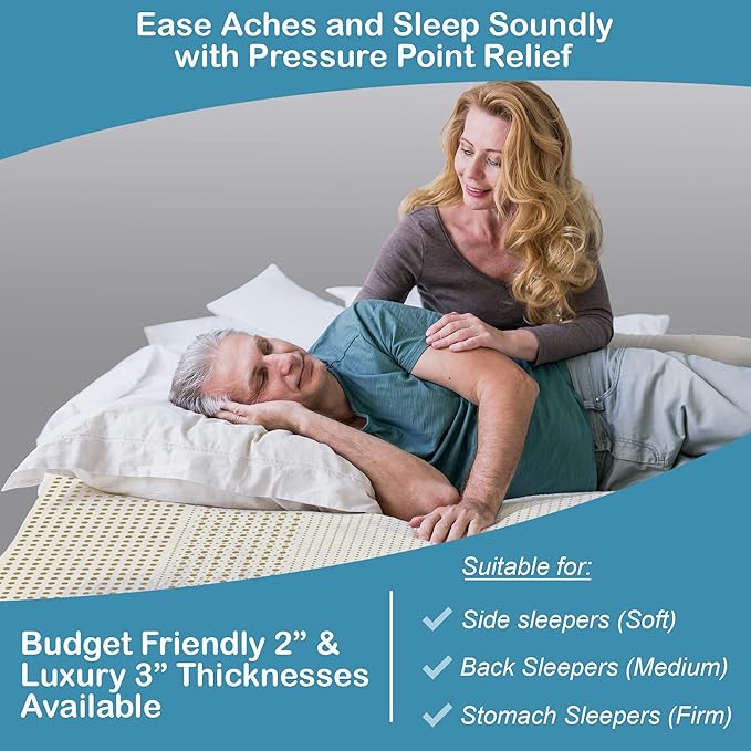 7 Zone Green Natural Organic Latex Mattress Topper Twin XL Size - 3 inch - Soft Plush Pillow Top - GOLS Certified Latex Foam Bed Pad for Side Sleepers Zonal Support Durable and Breathable