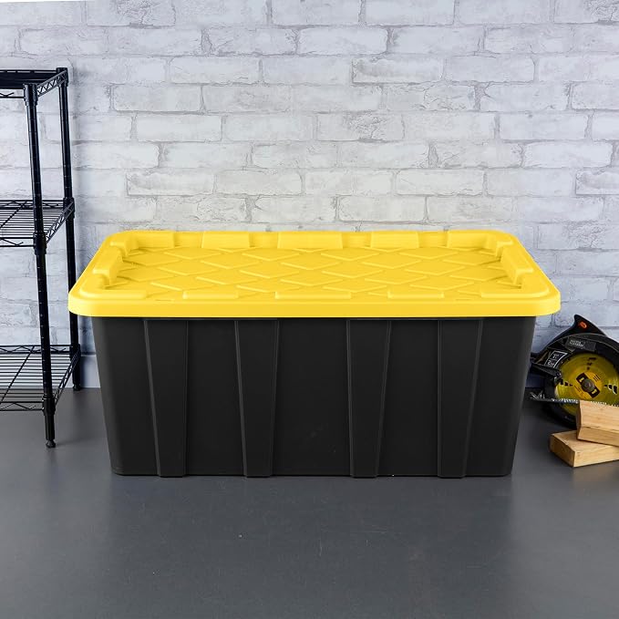 Sterilite 12-Pack Industrial Tote, Plastic Storage Container Bins with Lids, 38 Gallon - Heavy-Duty Organizing Containers for Closet, Bathroom, and Office - Image 4