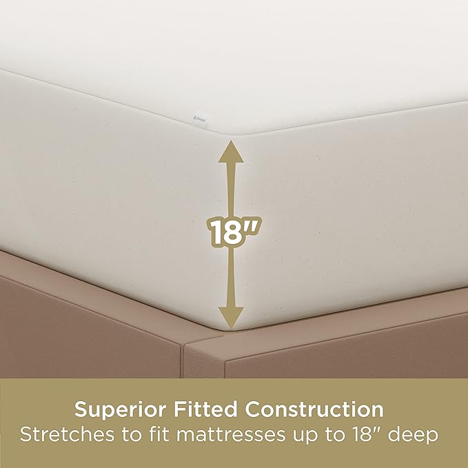 AllerEase 100% Organically Grown Cotton Top Waterproof Mattress Pad Full Size Plush Hypoallergenic Fill Allergy Defense Fabric Machine Washable Stretch Sidewalls Fitted Mattress Cover Topper (White)