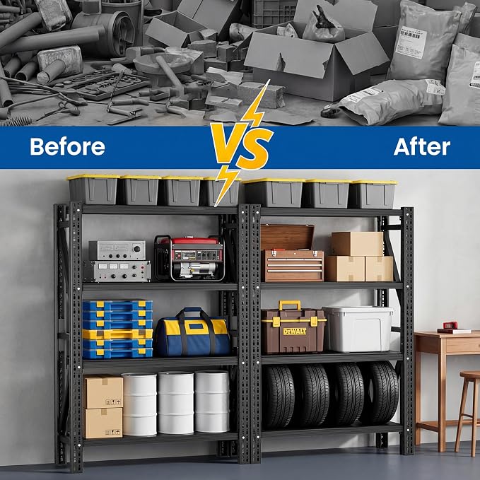 Heavy Duty Garage Shelving, 36" W x 16" D x 71" H, 3000 LBS Capacity, 4-Tier Adjustable Metal Storage Shelves, Reinforced Steel Storage Rack for Garage, Basement, Utility Room - Image 5