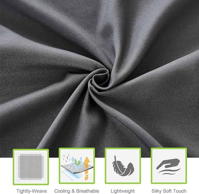ILAVANDE Grey Sheets Set,Super Soft Microfiber Bed Sheets Set-Wrinkle Free & Breathable-14 Deep Pocket Queen Size Sheets (Dark Gray, Queen)