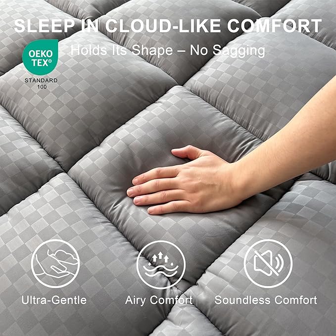 3 Inch Memory Foam Mattress Topper King Size Breathable Filled Soft Fluffy Supportive for Back Pain Relief, Bed Mattress Pad Pillow Topper with Extra Thick Padded Protector for 8"-21" Deep Pocket