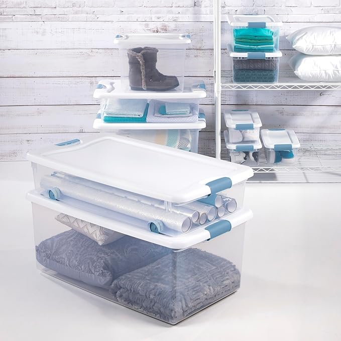 Sterilite 30-Pack Latching Box, Under Bed Storage Bins with Lids, Clear Plastic, 64 Quart - Heavy-Duty Organizing Containers for Closet, Bathroom, and Office - Image 4