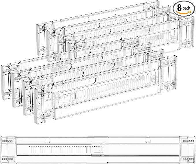 Yieach 8 Pack Clear Expandable Deep Drawer Separators From 15 to 21'' - 3.2 Inch Tall Acrylic Drawer Dividers for Clothes,Dresser Drawer Dividers for Dresser,Baby Nursery,Clothing,Sock or Underwear by Yieach