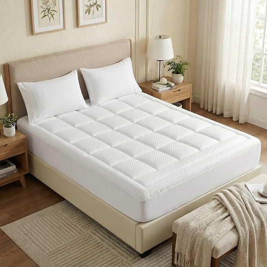 Mattress Pad Twin Size 460GSM Plush Mattress Pillow top 18 Inch Deep Pocket Snug Fit Bed Cover, Oeko-TEX Certified Quilted Mattress Topper, White 39”×75”