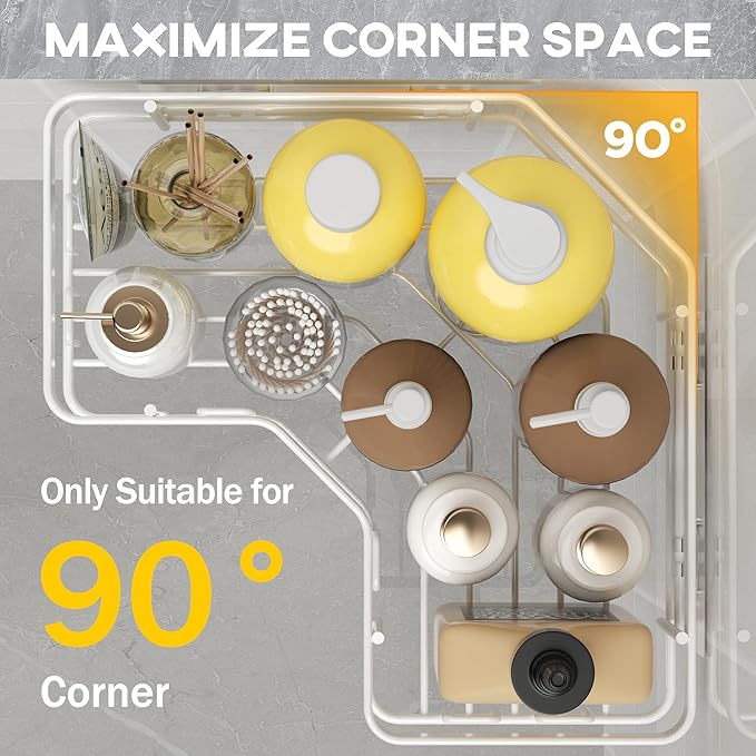 MAXIFFE 3 Pack X-Large Corner Shower Caddy with Soap Holder, Large Capacity Sturdy Easy Install No Drilling Stainless Steel Hold 40 LB Shower Organizer Shelves Rack for Family Renters Bathroom, White - Image 2