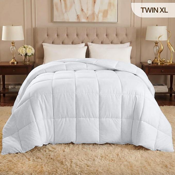Utopia Bedding Twin XL Comforter Duvet Insert, Quilted White Comforter with Corner Tabs, Box Stitched Down Alternative Comforters Twin XL Size 68 x 92 inches
