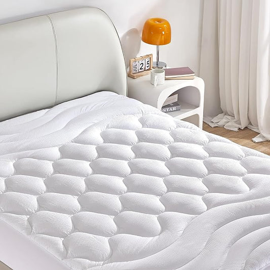 Sonive California King Mattress Protector, Mattress Topper with 8-21" Deep Pocket, Mattress Pad with 3 Zone Support, Mattress Cover Microfiber Fitted Mattress Machine Washable White